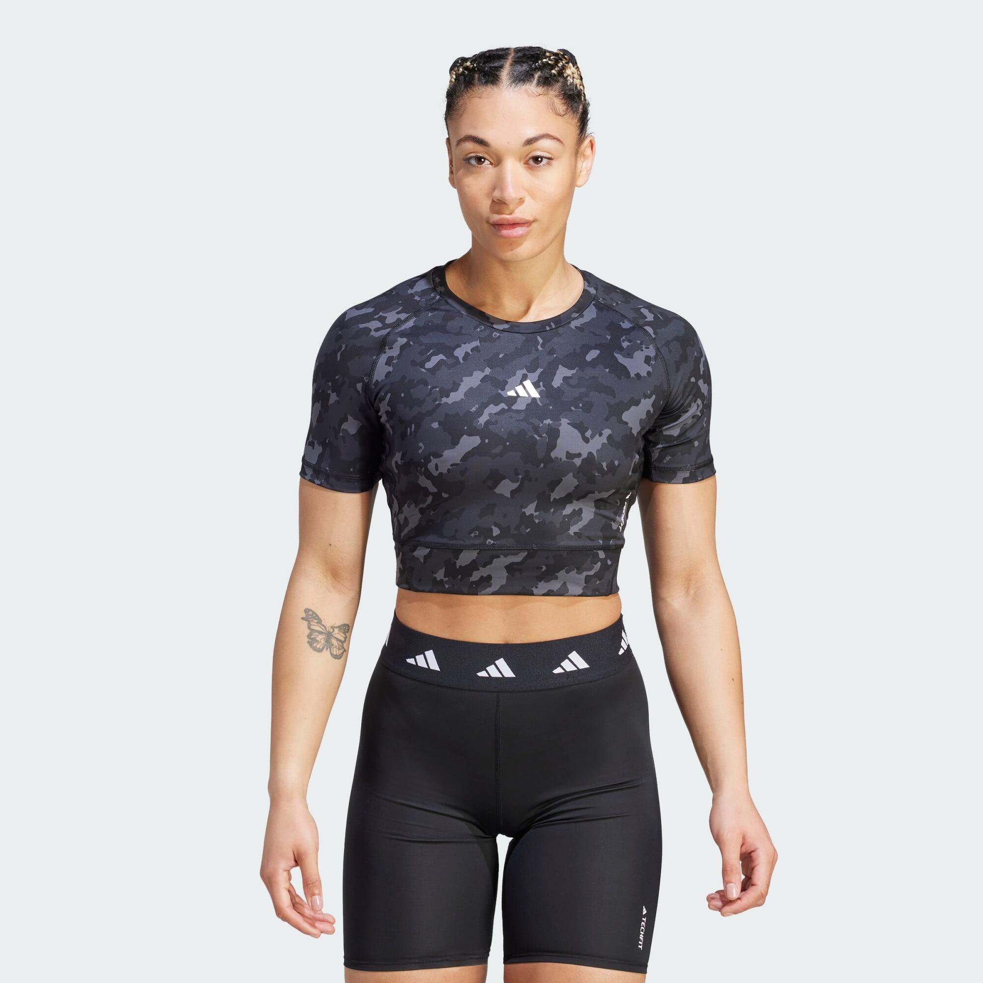 ADIDAS Techfit Camo Print Crop Training Tee