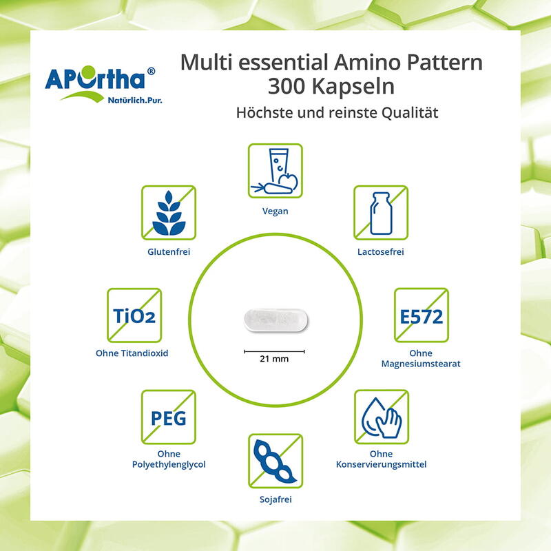 Multi essential Amino Pattern 500 mg - EAA mit BCAA - 300 vegane Kapseln