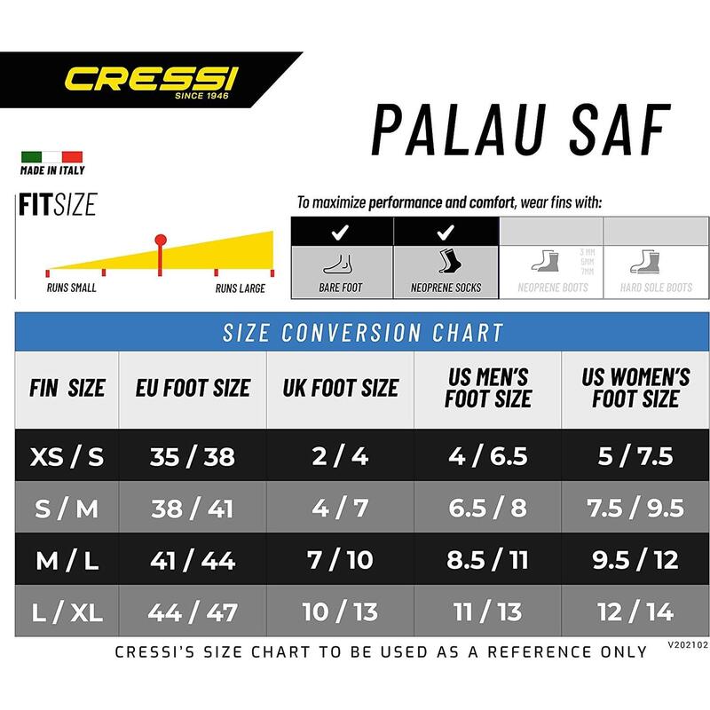 Palau Saf 成人短蹼片浮潛蛙鞋 - 黃色