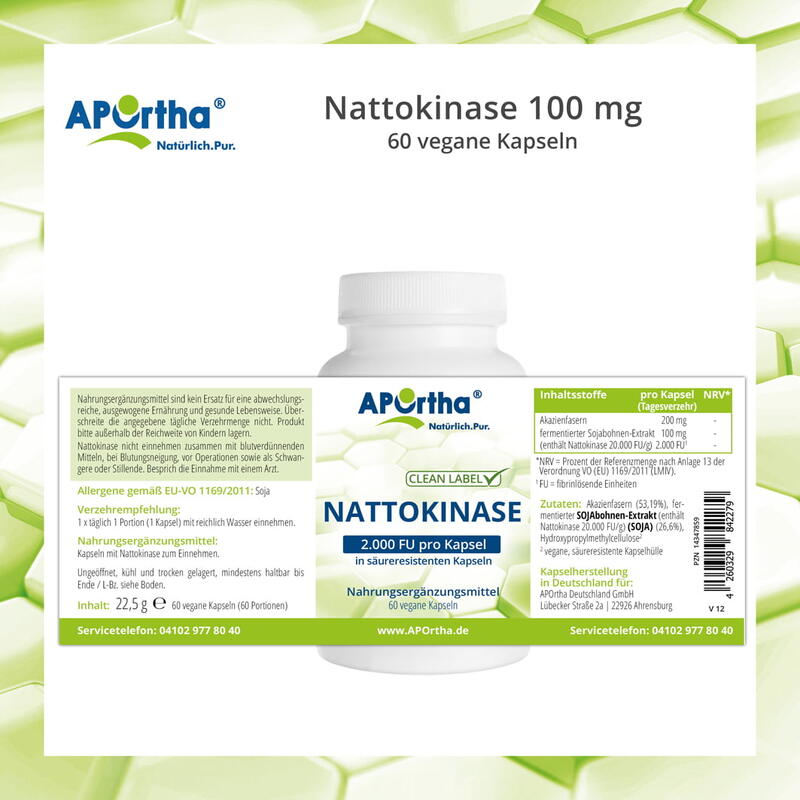 Nattokinase 100 mg - 60 vegane, säureresistente Kapseln
