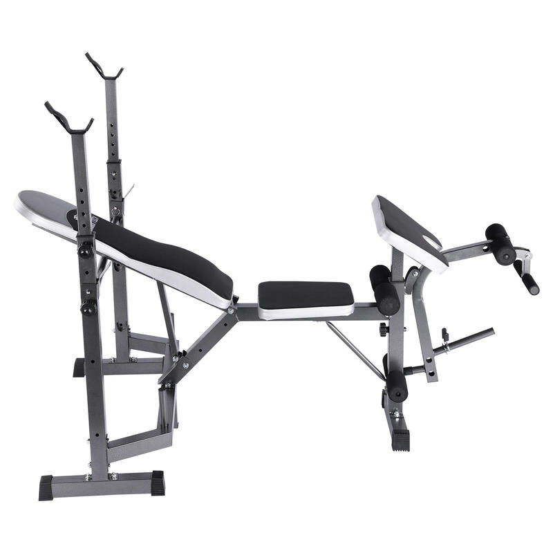 Banco musculación multiestación con rack para pesas reclinable Fitness Tech