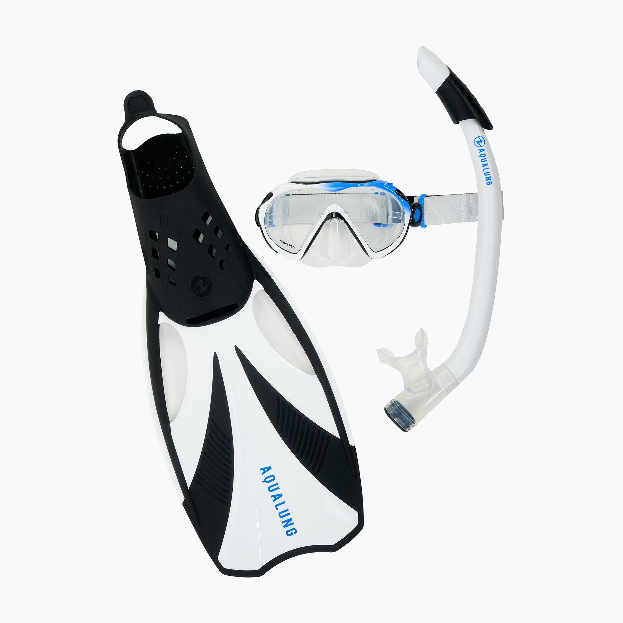 Aqualung - Aqualung Compass Snorkelling Set - Kit De Snorkeling - Blanc|bleu|noir - 43/46 - Decathlon