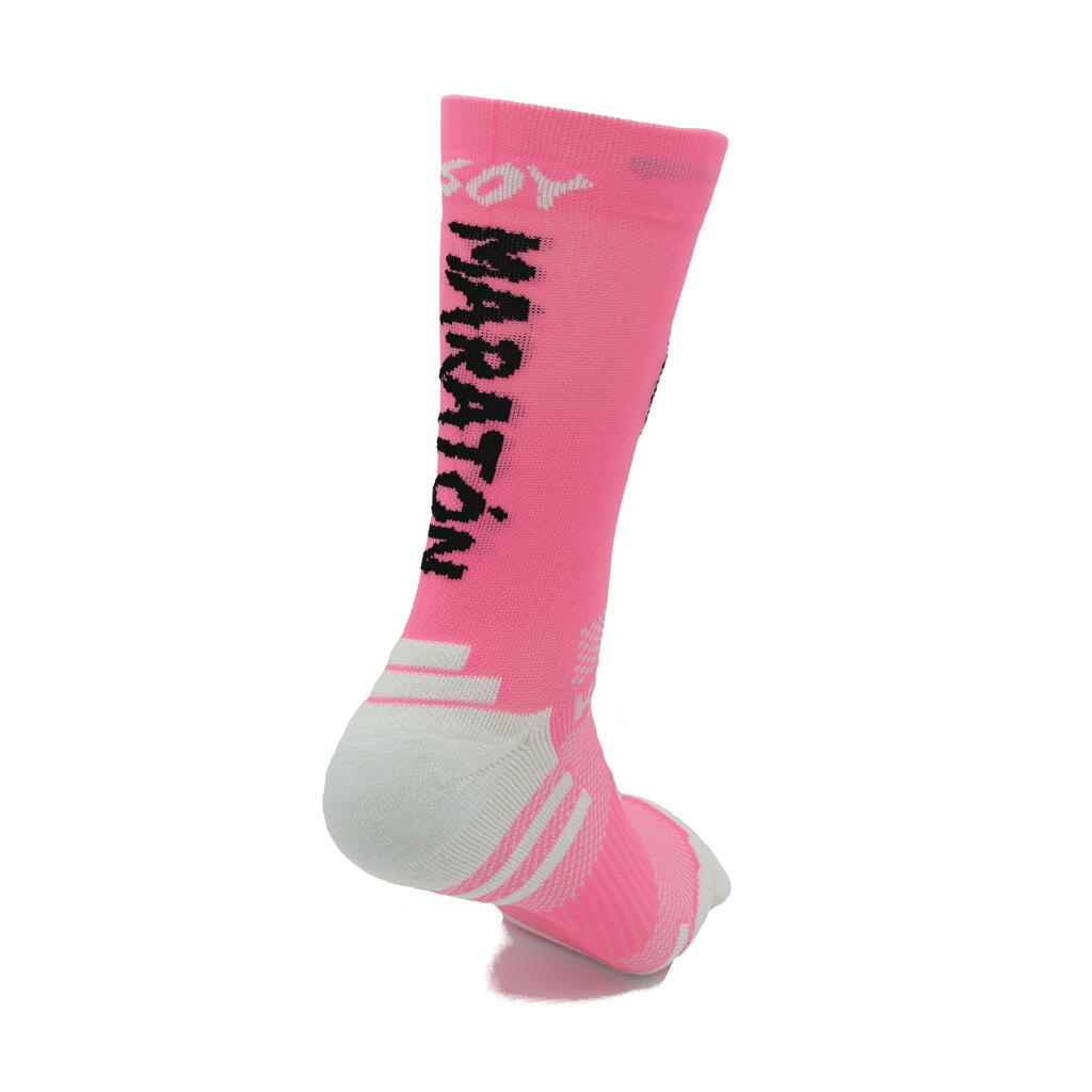 KAMUABU MEIAS DE CORRIDA I AM MARATHON (1 LINHA) FLUOR ROSA