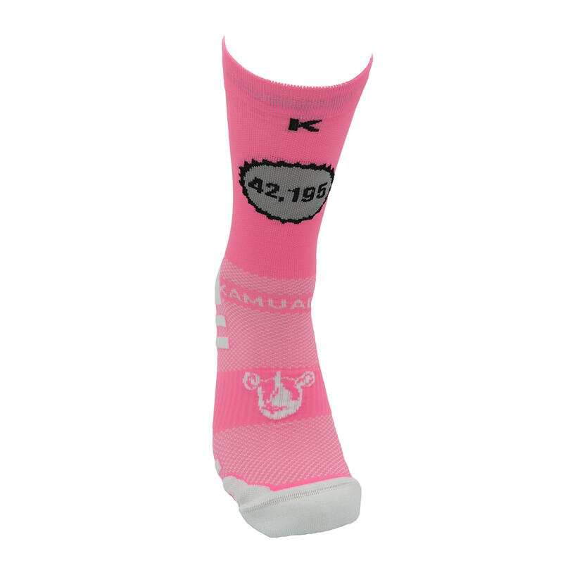 CALCETINES DE RUNNING #SOYMARATON unisex - KAMUABU color ROSA 23cm de 1 hilo