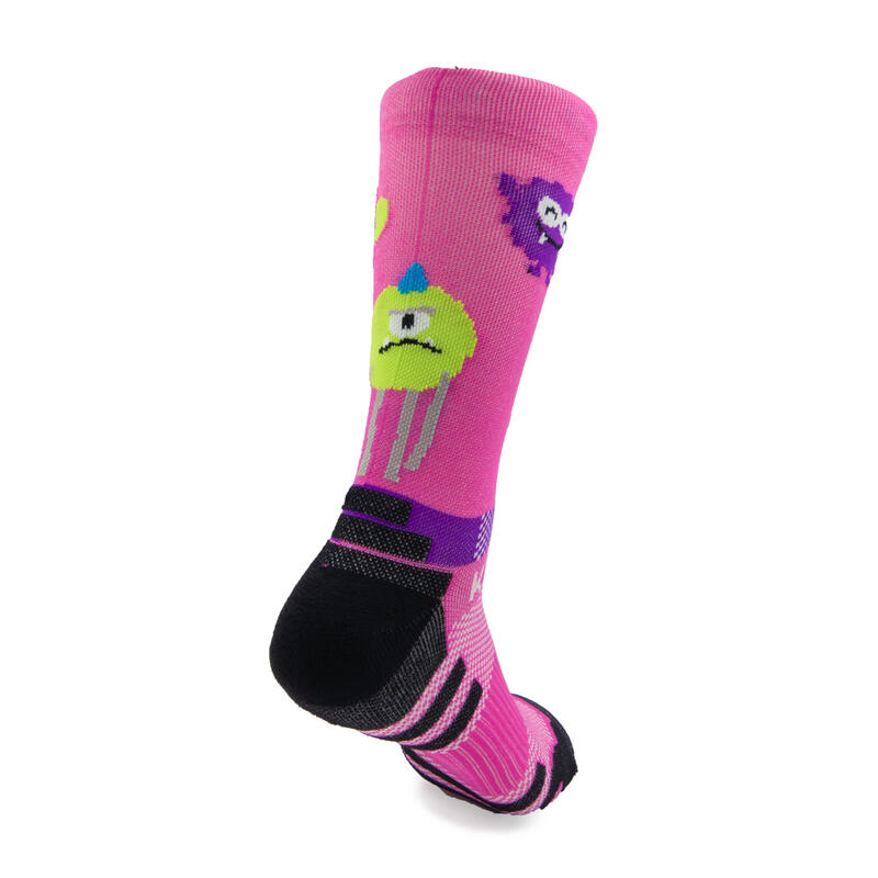 CALCETINES DE RUNNING #MONSTRUOS unisex - KAMUABU color ROSA de 1 hilo