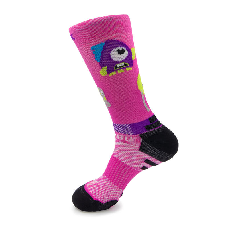 CHAUSSETTES RUNNING #MONSTERS unisexe - KAMUABU coloris ROSE 1 fil