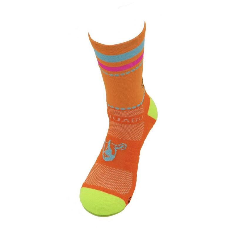 CHAUSSETTES RUNNING #COMOUNACABRA mixte - KAMUABU coloris ORANGE 2 fils