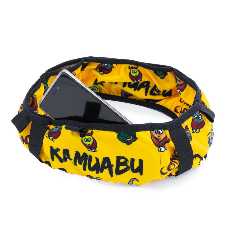 CEINTURE RUNNING #COMOUNACABRA mixte - KAMUABU jaune - 6 POCHES