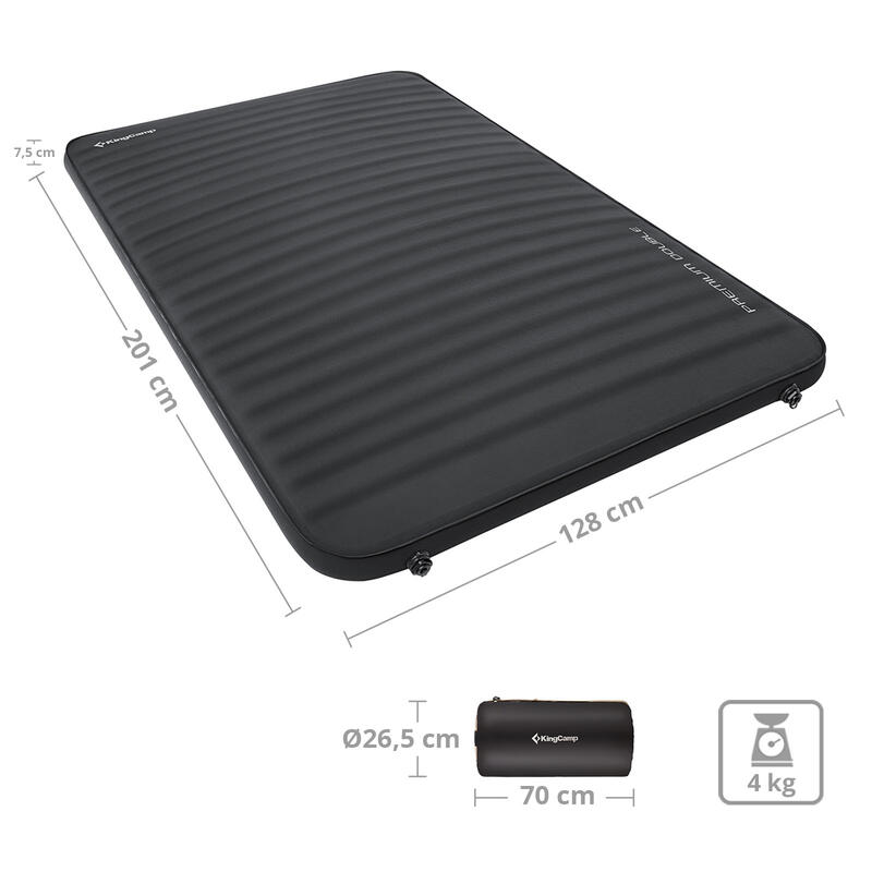 KINGCAMP Luftbett Premium Double Isomatte Selbstaufblasend Camping Bett 7,5 cm