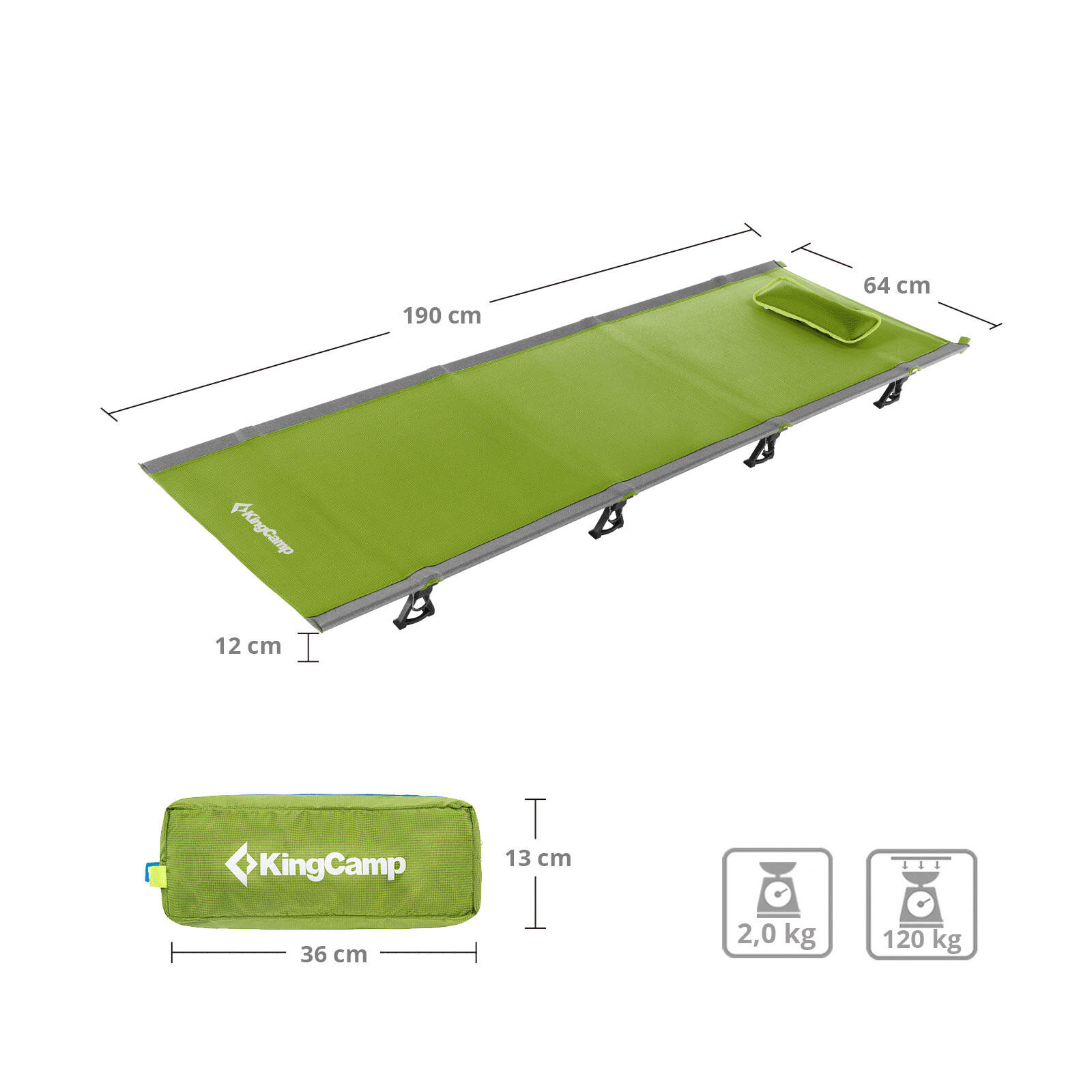 Lettino da campo pieghevole a scatto per Outdoor Campeggio Leggero 190x64 cm 2/7