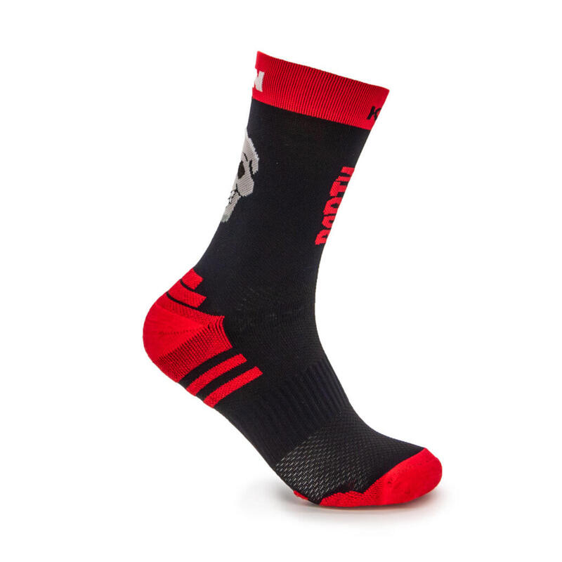 CHAUSSETTES RUNNING #PARTYRUN mixte - KAMUABU NOIR/ROUGE 23CM