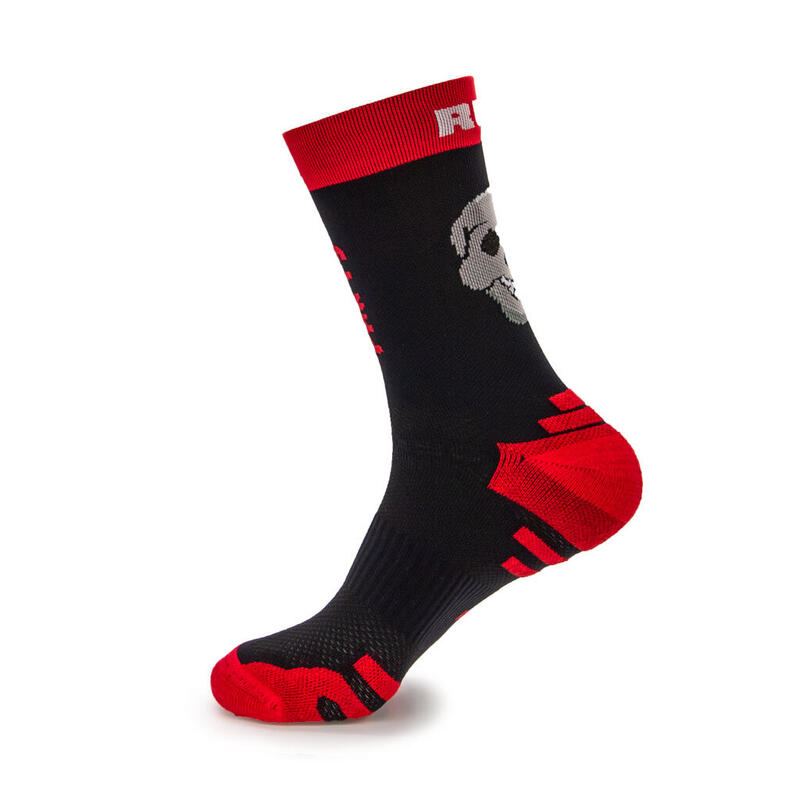 CHAUSSETTES RUNNING #PARTYRUN mixte - KAMUABU NOIR/ROUGE 23CM