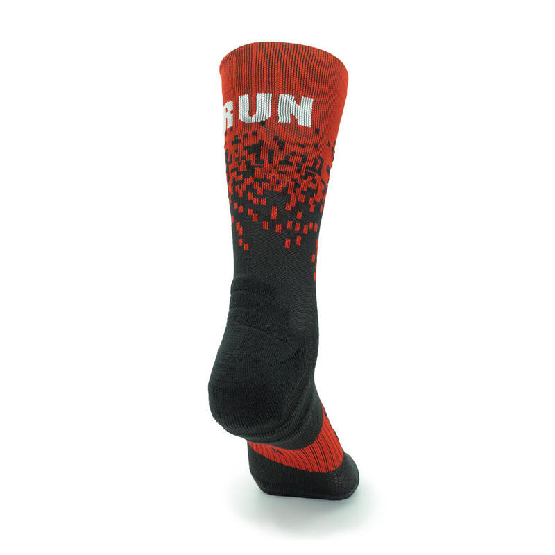 SOKKEN  "RUN PIXEL" 2-DRAADS Running Rod - Kleur Rood/zwart - UNISEX