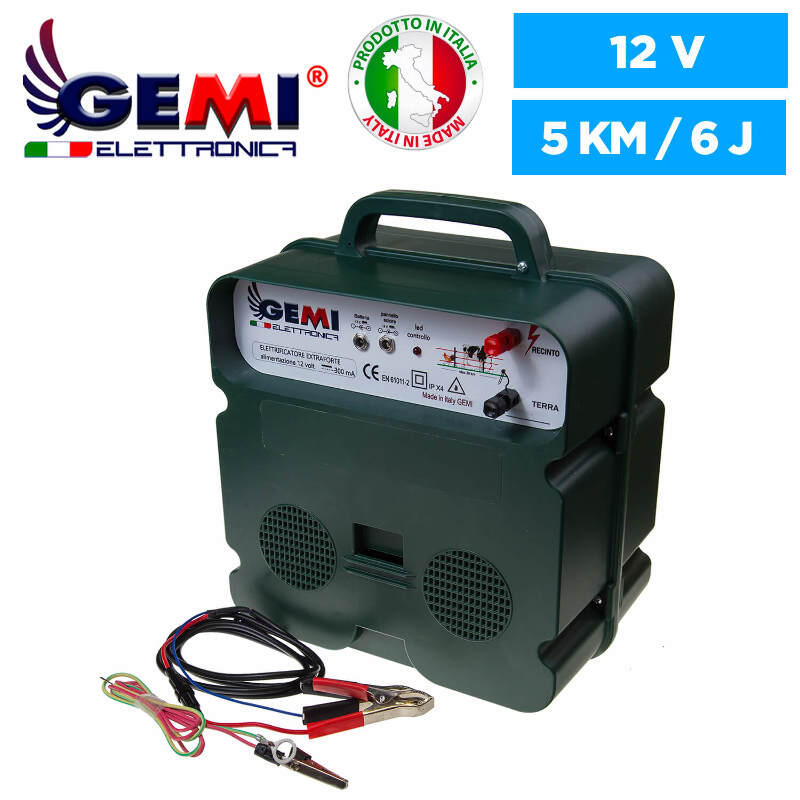 GEMI ELETTRONICA Elettrificatore Con Pannello Solare Doppia Alimentazione 12V (A Batteria)/220V
