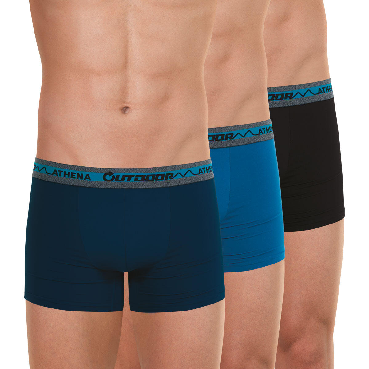 Athena - Lot De 3 Boxers De Randonnée Homme Outdoor - Caleçon - Bleu - 38 S - Decathlon