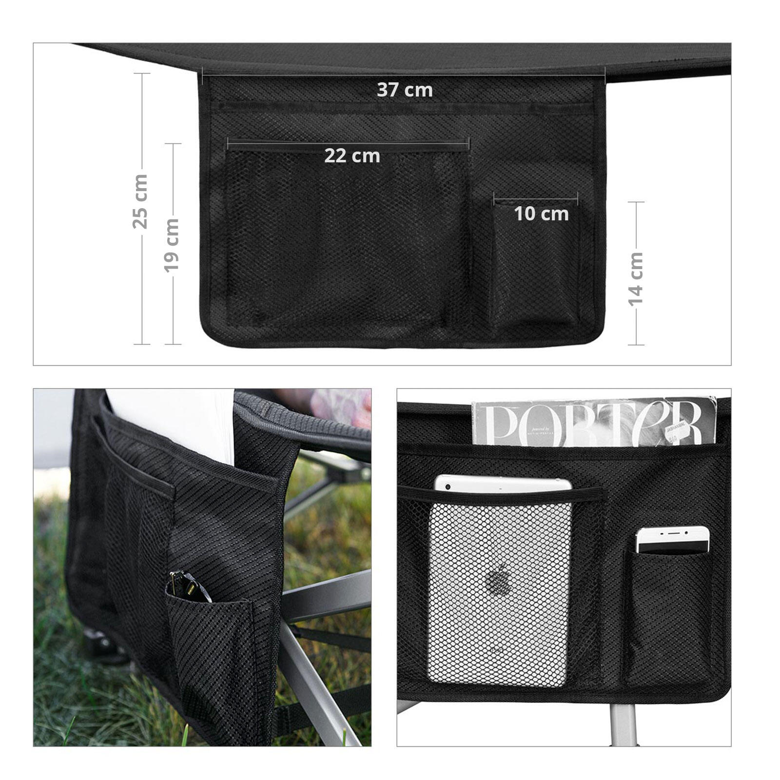 Lit De Camp Pliable KingCamp - Charge 120kg, Taille 205x75cm, Sac De Transport, Poche Latérale, Cadre Acier