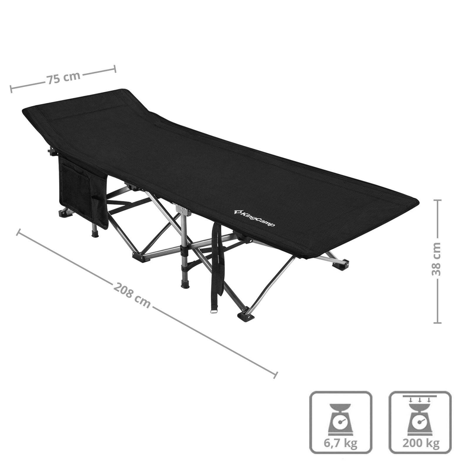 Campingbed XL buiten camping ligstoel gast vouwbed staal 208x75cm 200kg 2/5