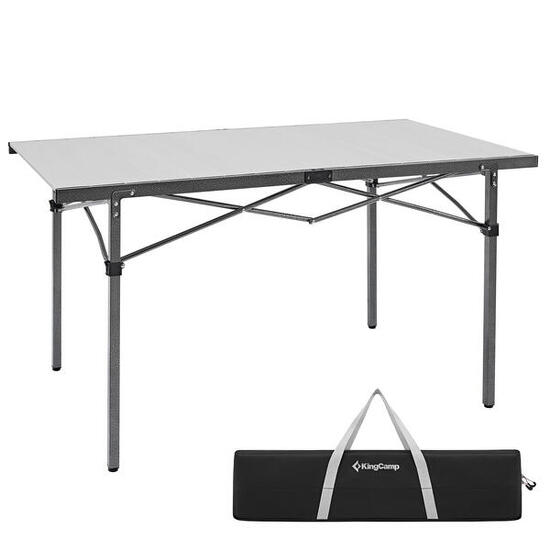 Mesa de camping rodante plegable jardín aluminio 136x70cm