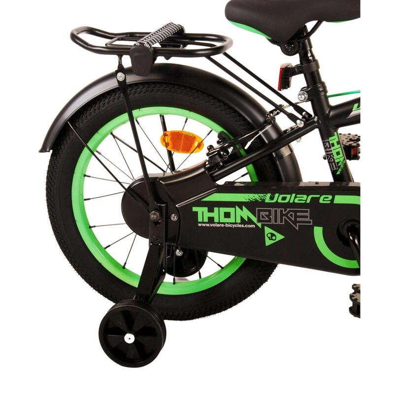 Volare Thombike Kinderfiets - Jongens - 16 inch - Zwart Groen - Twee Handremmen