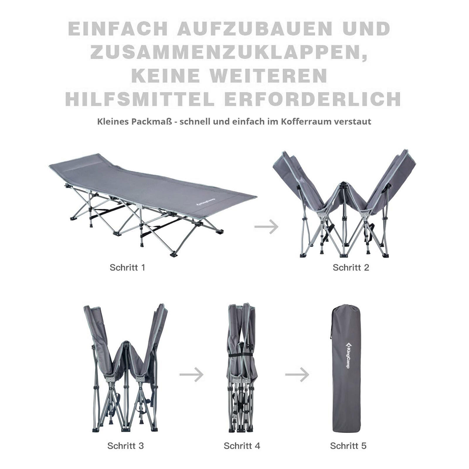 Campingbed XL outdoor camping ligbed opklapbaar logeerbed staal 190x67 cm 6/7