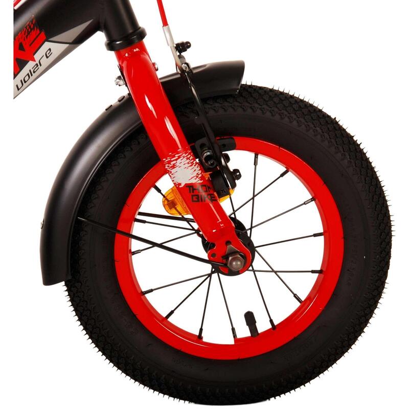 Volare Thombike Children's Bike - Boys - 12 pouces - Noir Rouge - deux freins à