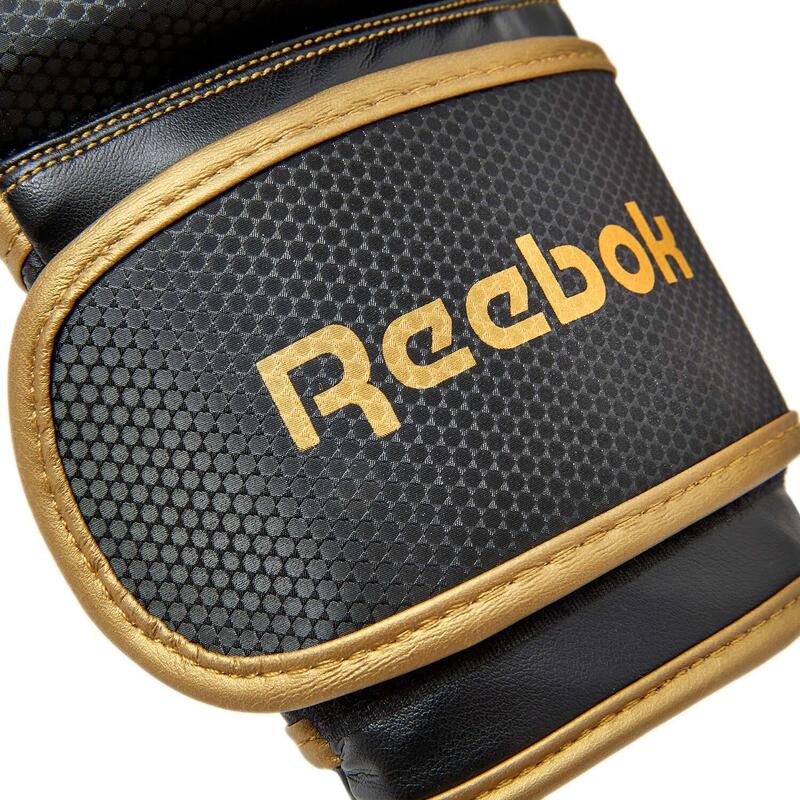 Reebok Box-Set, Boxhandschuhe 12oz Gold/Schwarz & Handgelenkbandagen