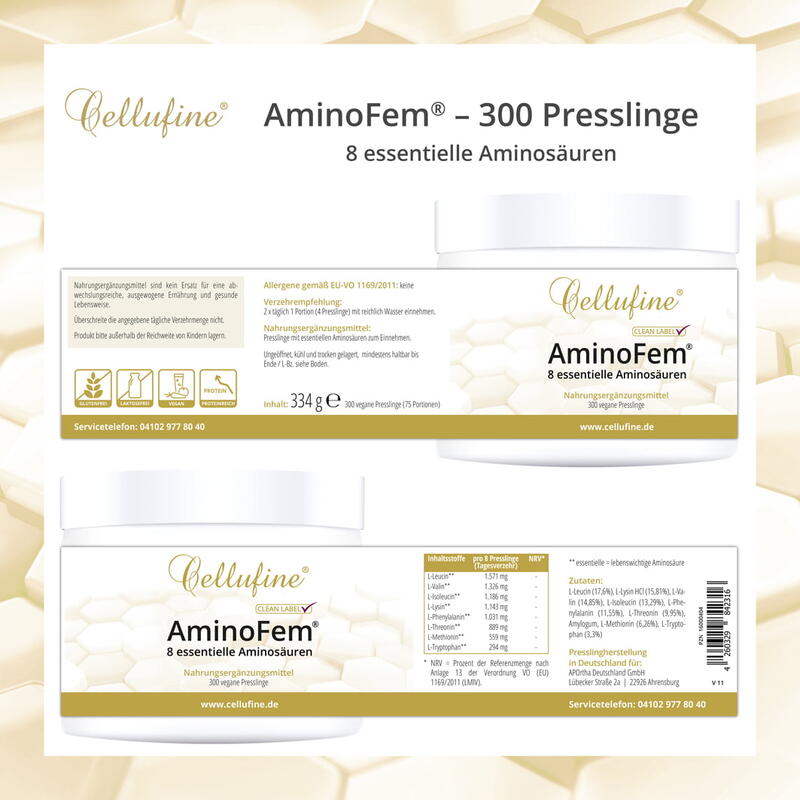 AminoFem® - 8 essentielle Aminosäuren EAA mit BCAA - 300 Presslinge