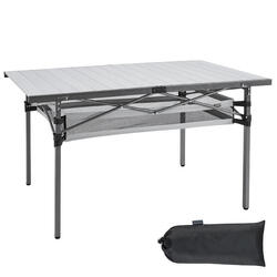 Table de camping à roulettes pliante jardin en aluminium 136x70cm