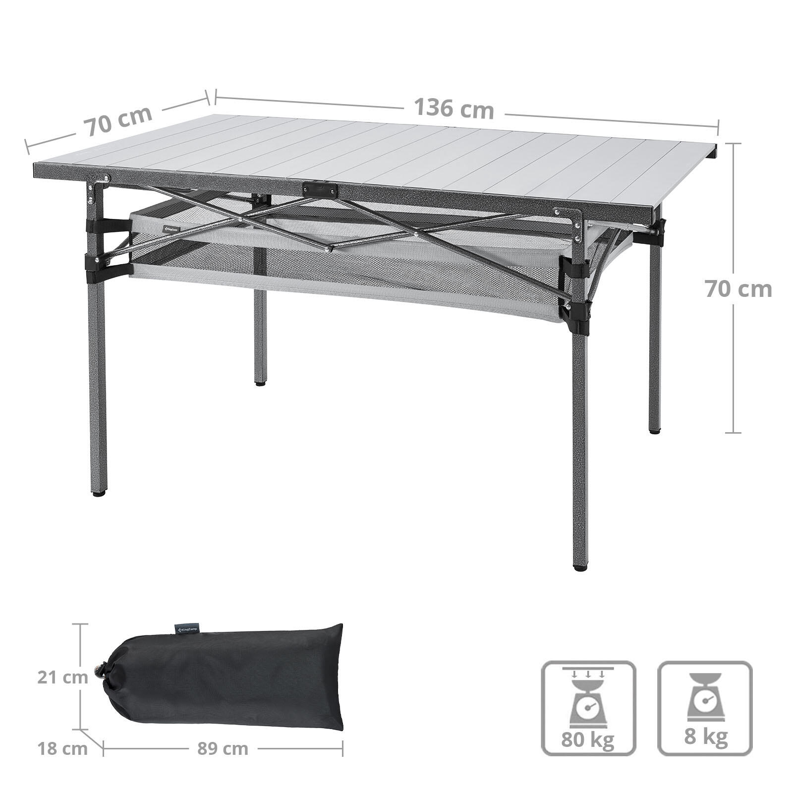 Tavolo da Campeggio rotante pieghevole giardino in alluminio 136x70cm 2/5