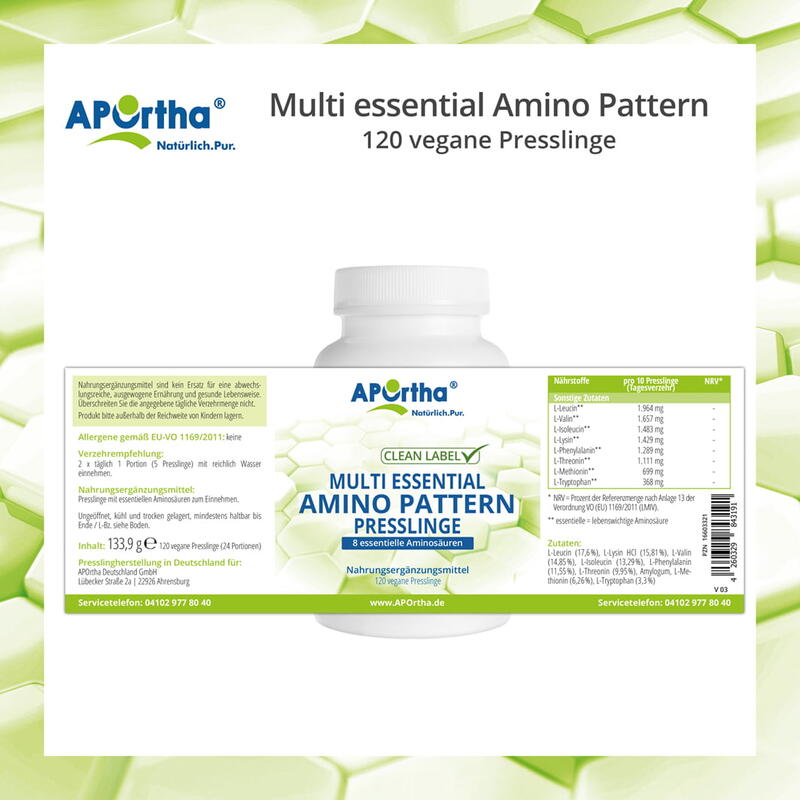 Multi essential Amino Pattern EAA mit BCAA - 120 vegane Presslinge