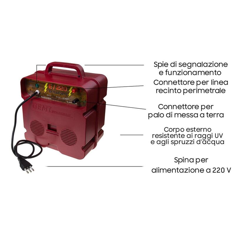 Elettrificatore E/220 EXTRAFORTE Per Recinti Elettrici 220V GEMI