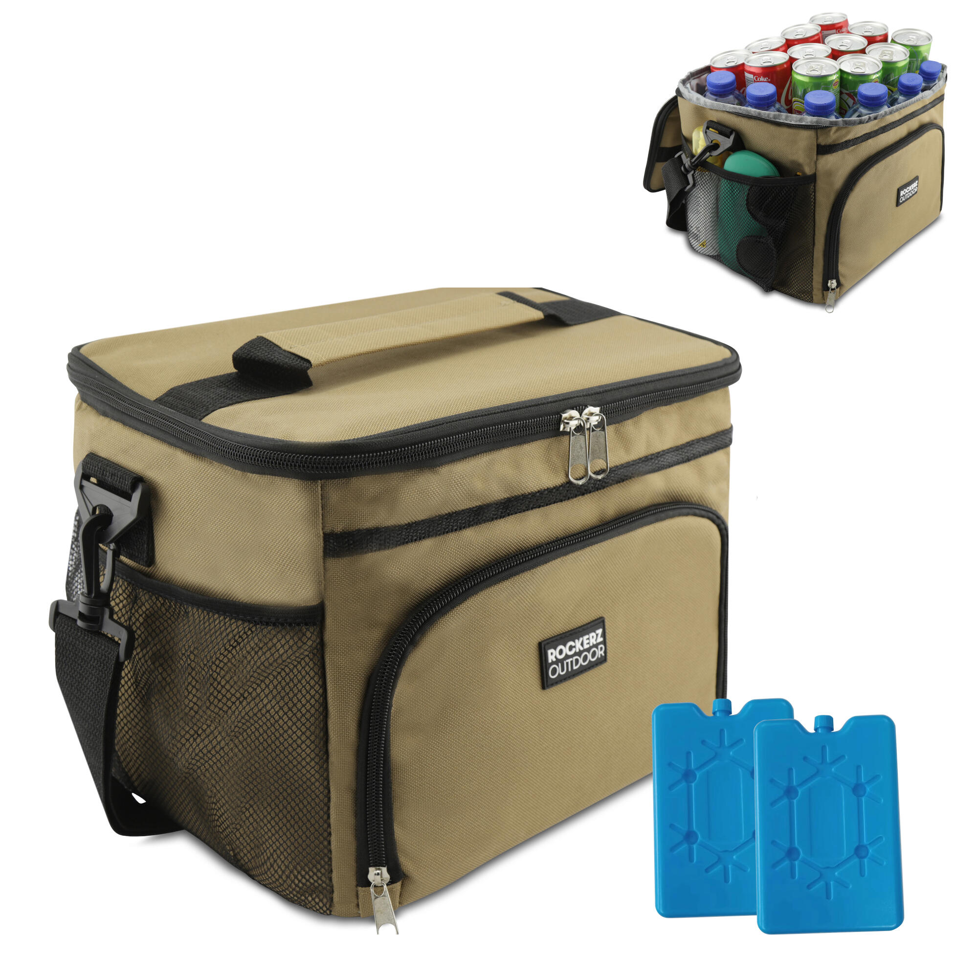 ROCKERZ OUTDOOR 4 laags geïsoleerde Koeltas - Lunchtas - Picknicktas - 15 liter - Kleur: Oker