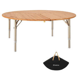 Table de camping en bambou pliante ronde bois d'aluminium Hauteur réglable