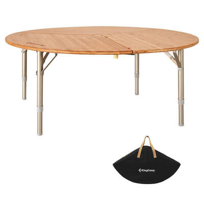Campingtafel bamboe campingvouwtafel vouwtafel rond alu hout hoogteverstelbaar