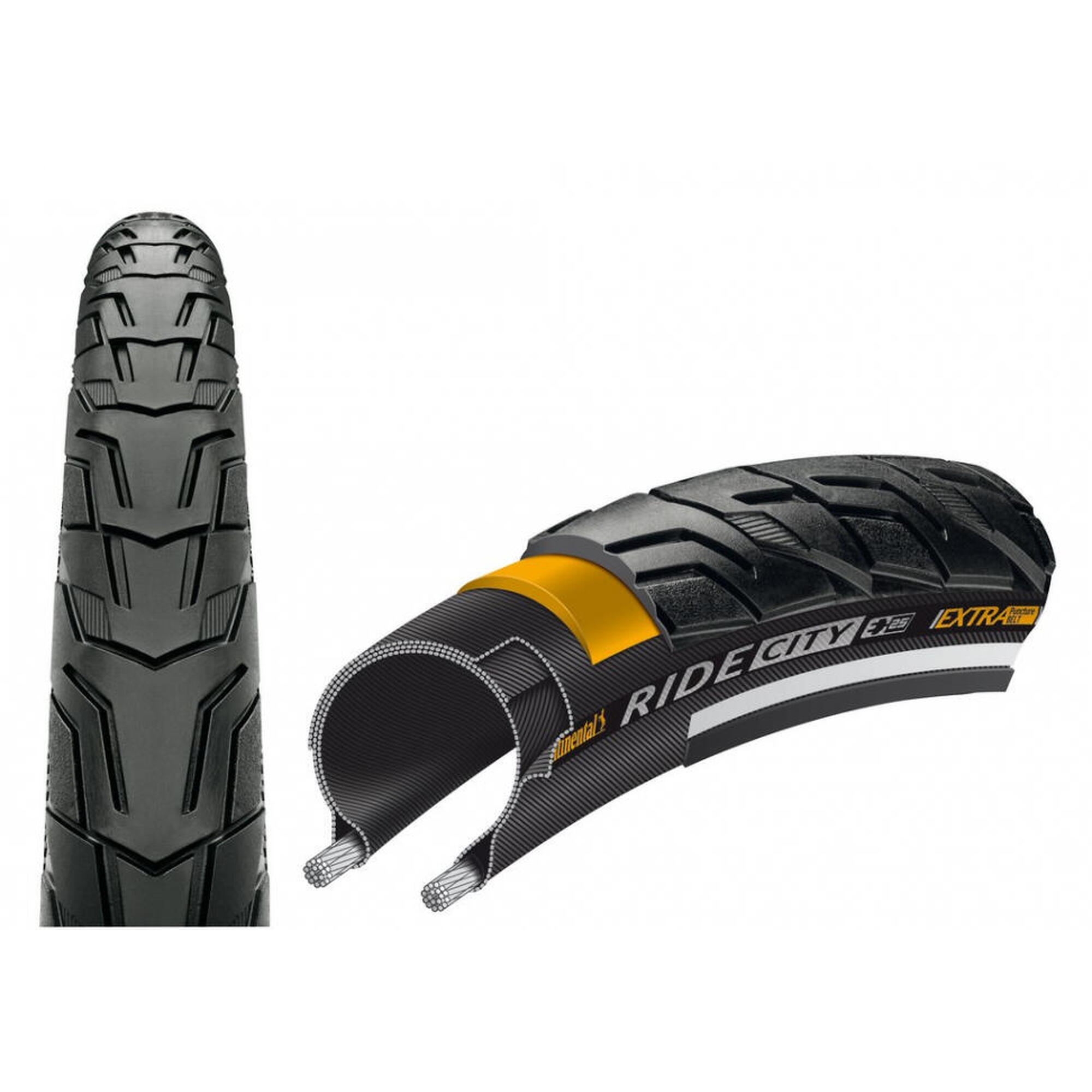 CONTINENTAL RIDE City Reflex Tyre-Wire Bead Urban Black/Black Reflex 26 X 1.75