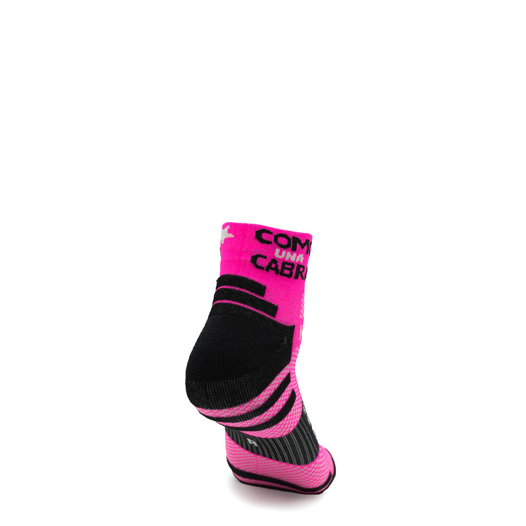 KAMUABU Calcetines Tobilleros "COMOUNACABRA" de Running - Rosa Flúor - UNISEX