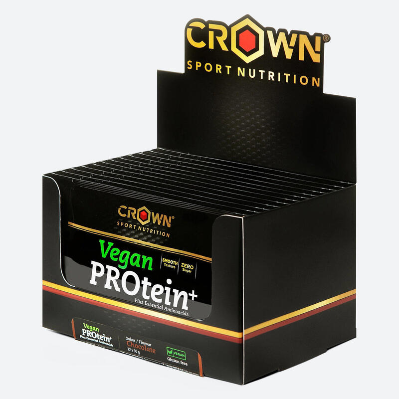 Caixa com 12 saquetas de concentrado de prot. vegana ‘Vegan PROtein+’ Chocolate