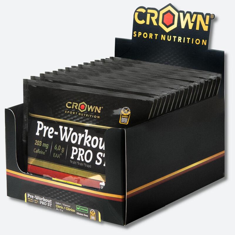 Caixa de 24 saquetas de pré-treino 'Pre-Workout ST' de 15 g Citrus Exclusivo Online      23,91€  Preço por quantidade 132,84€kg CROWN SPORT NUTRITION Caixa de 24 saquetas de pré-treino 'Pre-Workout ST' de 15 g CitrusVendido e expedido por: Crown Sport Nutrition    