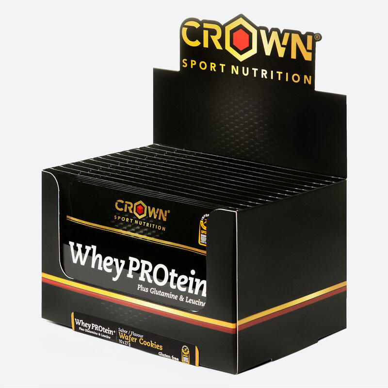 Caja con 10 sobres de concentrado de suero ‘Whey PROtein+’ de 27 g Wafer Cookies