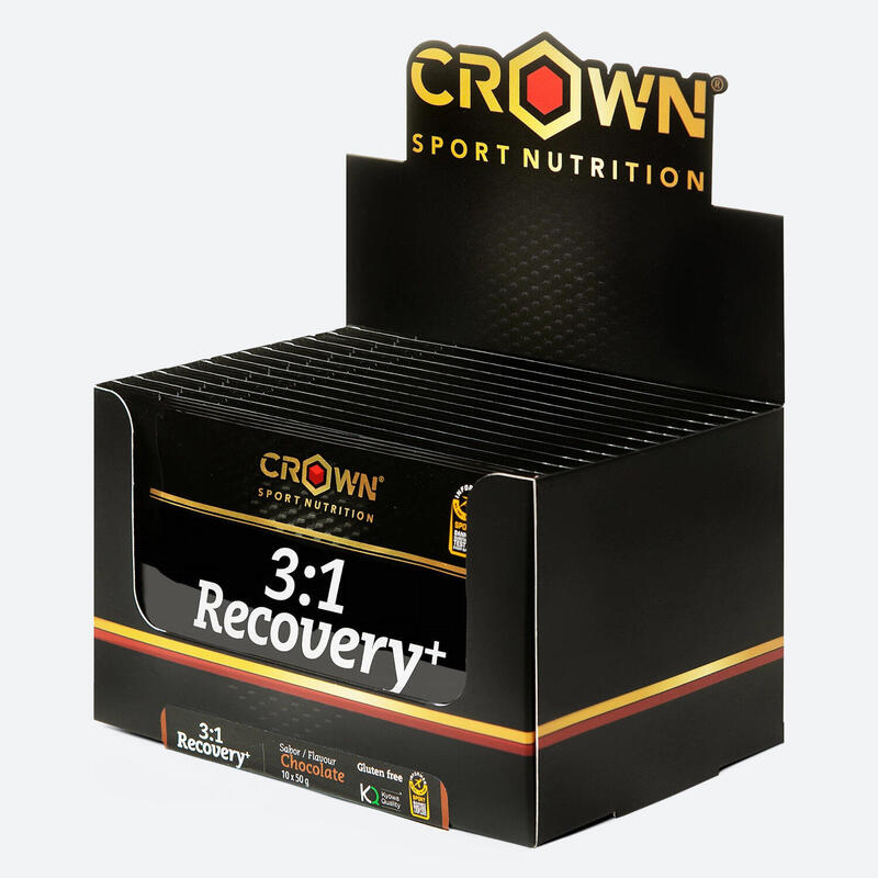 Caja con 10 sobres de Recuperador muscular de whey ‘Recovery+‘ Chocolate