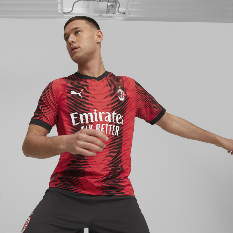 23/24 AC Milan Camiseta De Fútbol En Casa Para Hombre Rojo Negro
