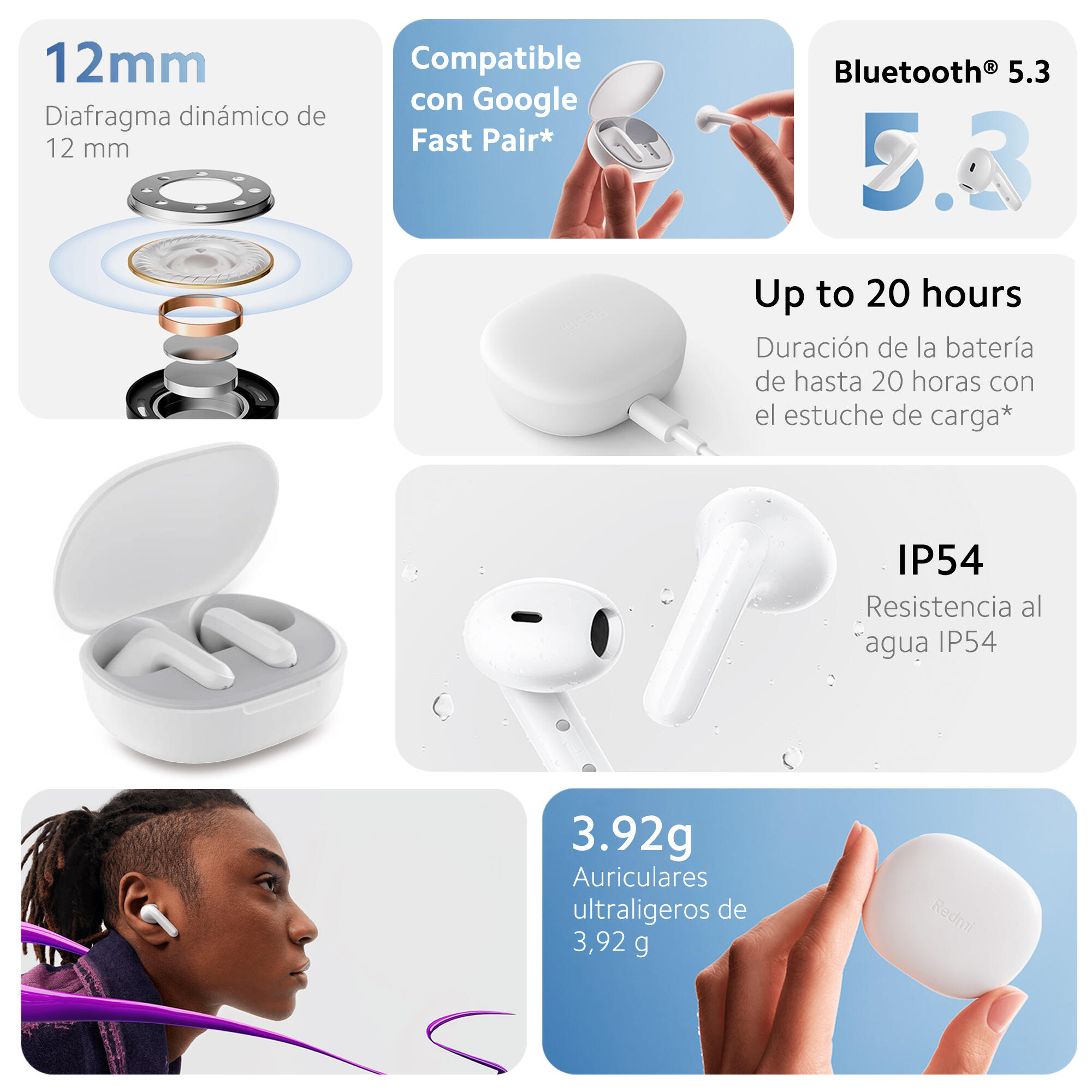 Auriculares Redmi Buds 4 Lite White 2/7