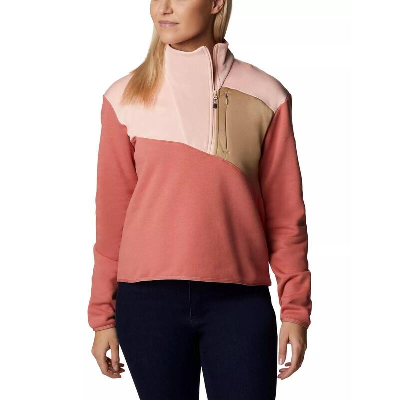 Pulover Columbia Lodge Hybrid Pullover - rosu femei