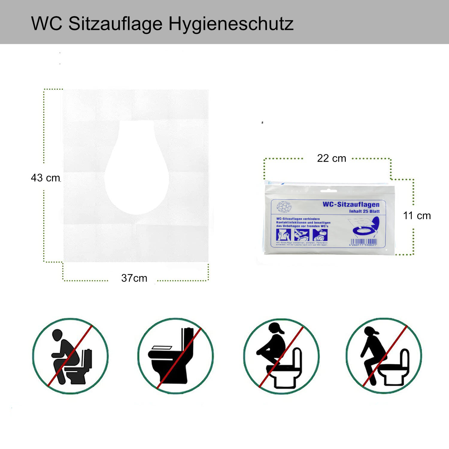 Einweg Toiletten Sitzbezug Hygiene Auflage für WC Spülbar Sauber 3/4