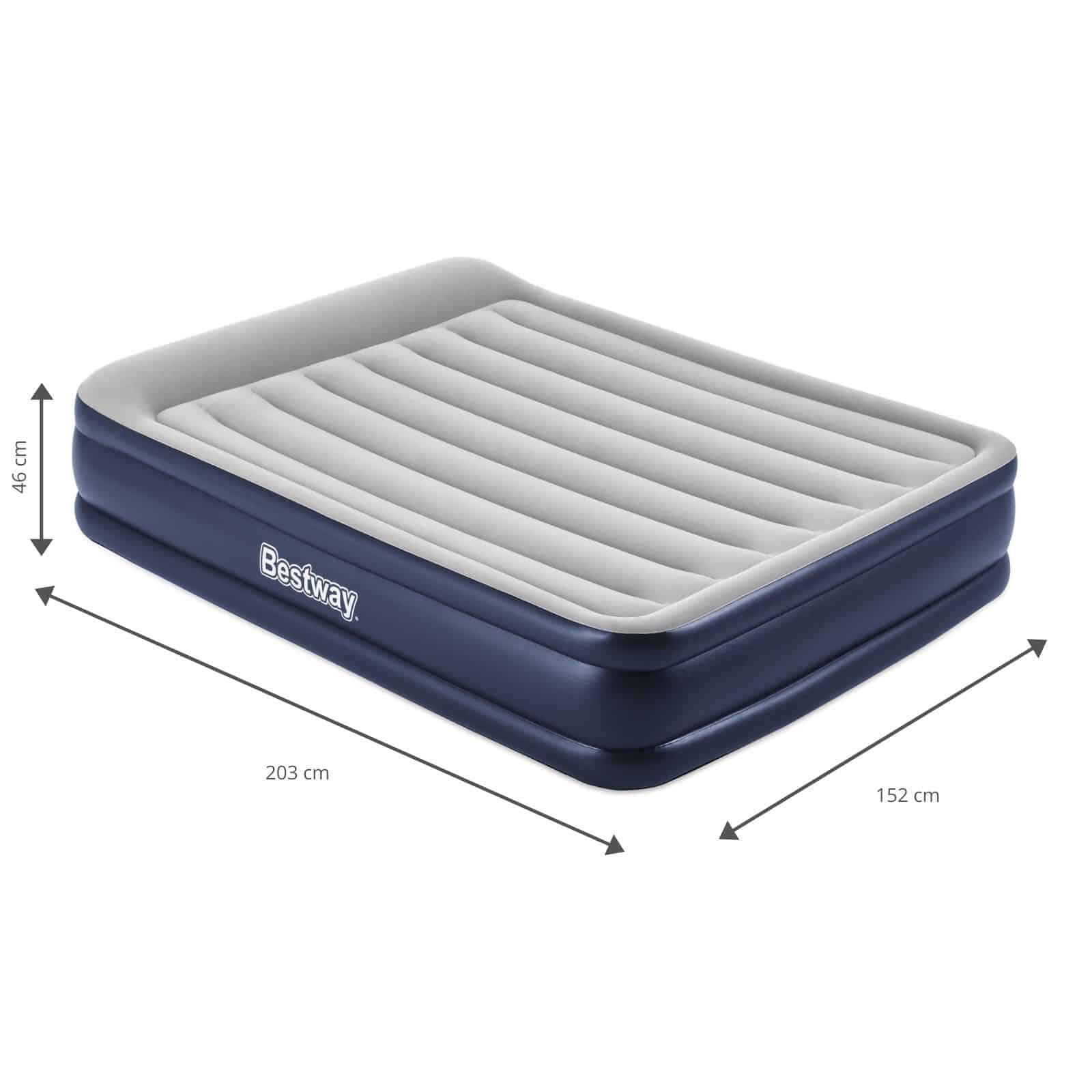 Cama Hinchable Doble Bestway 203x152x46 cm Inflador Integrado Gris 4/5