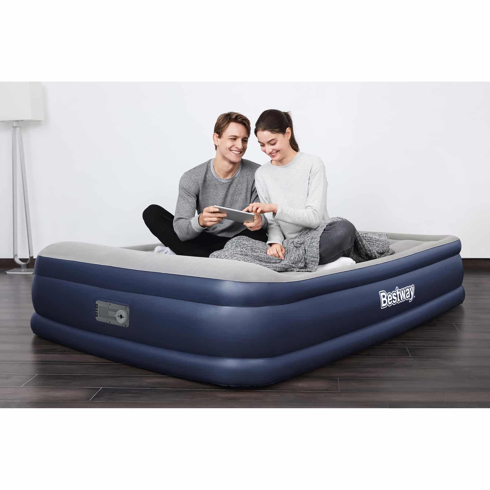 Cama Hinchable Doble Bestway 203x152x46 cm Inflador Integrado Gris 2/5