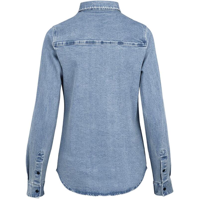 Carve Digger Organic Denim Women Shirt - Bleu délavé