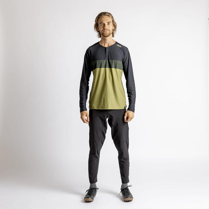 Flow XTG Long Sleeve Henley - Olive/Black