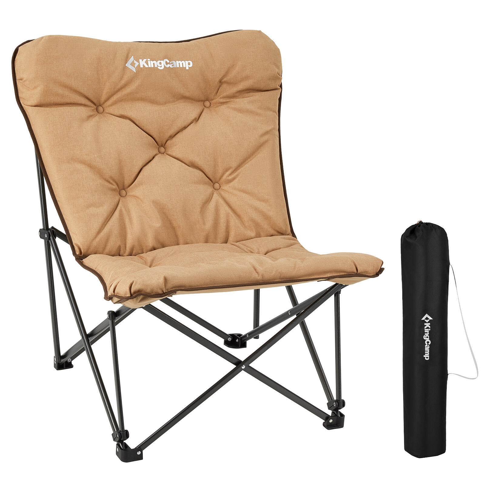 Kingcamp - Chaise De Camping Lindon Relax Papillon Lounge Acier 136kg - Chaise - Beige - Taille Unique - Decathlon