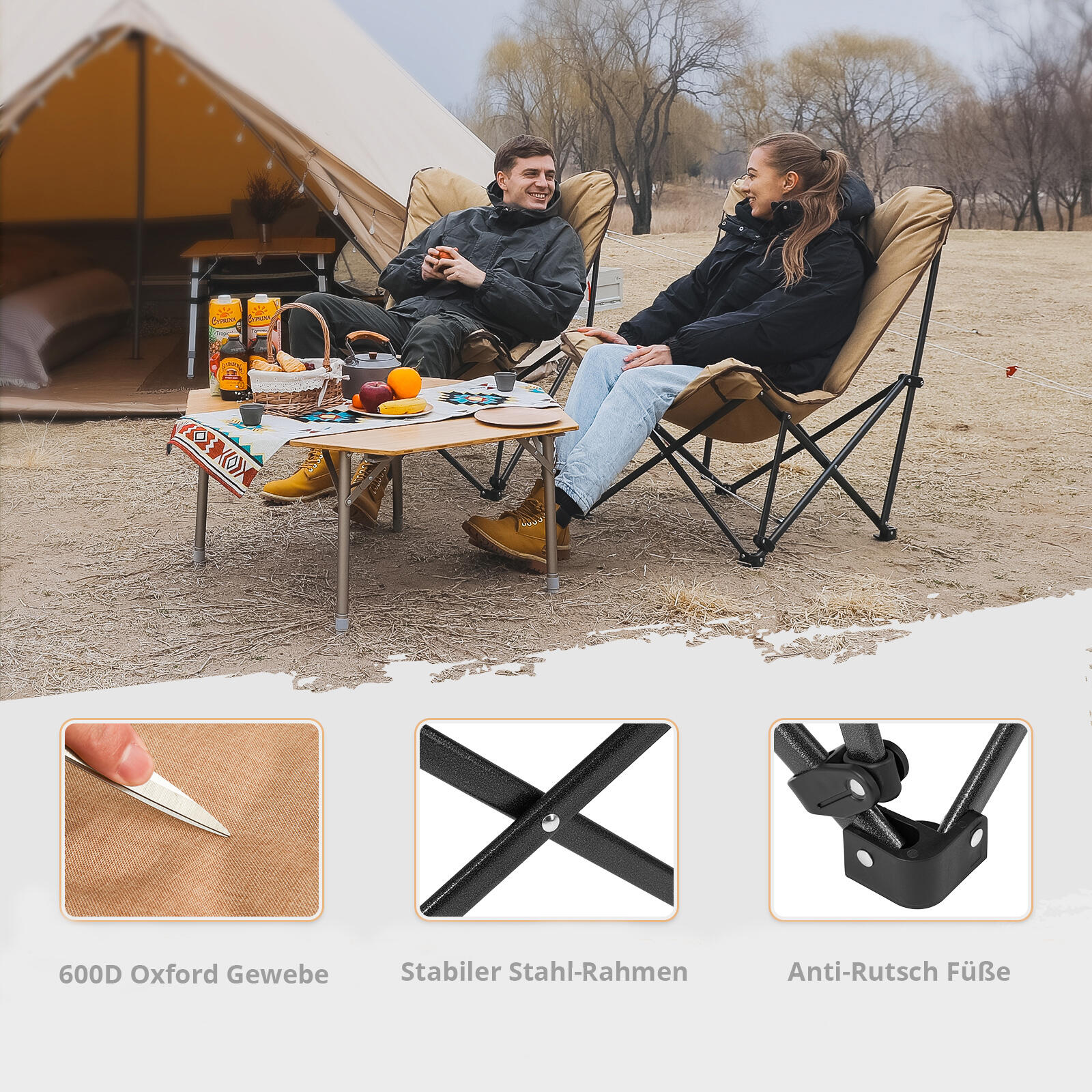 Lindon Relax Butterfly Lounge Campingstoel Staal 136kg 5/5